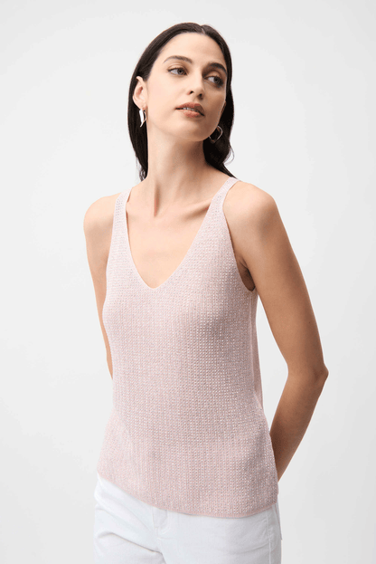 Joseph Ribkoff Metallic Knitted Camisole w/Rhinestones 252915S26