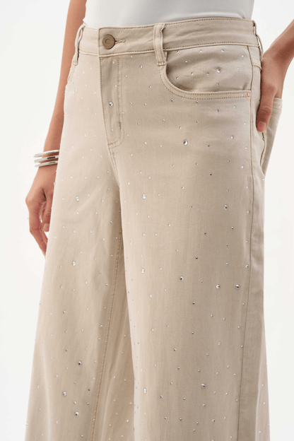 Joseph Ribkoff Featherweave Denim Wide Leg Jeans w/Rhinestones 262940