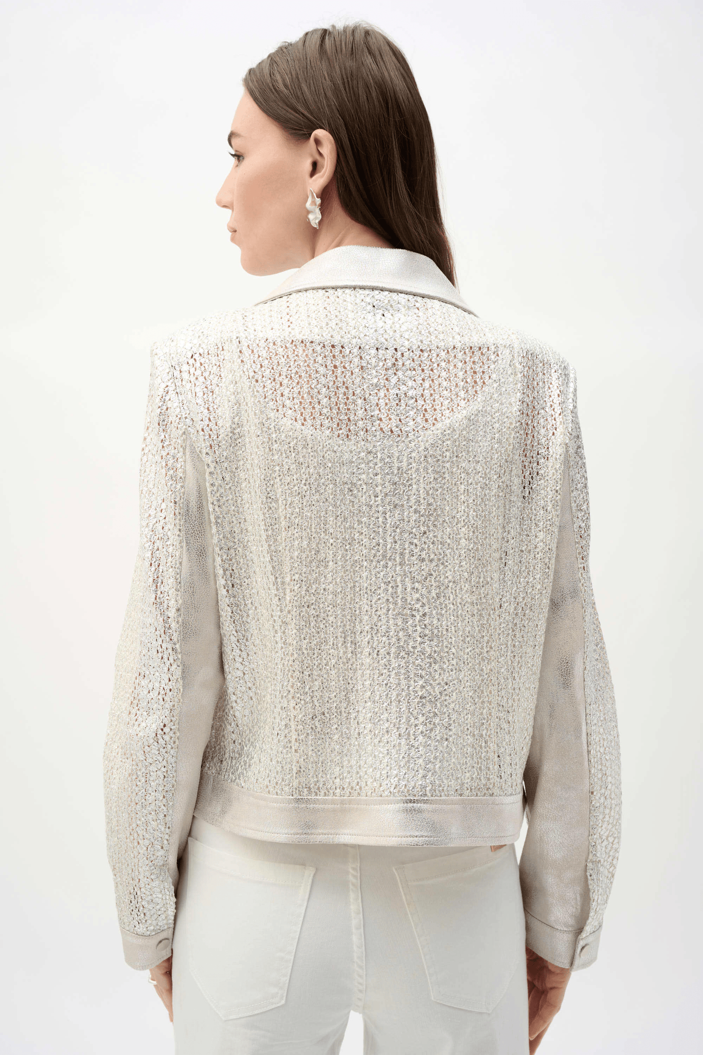 Joseph Ribkoff Faux Suede Foiled Knit Moto Jacket 262902