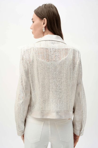 Joseph Ribkoff Faux Suede Foiled Knit Moto Jacket 262902