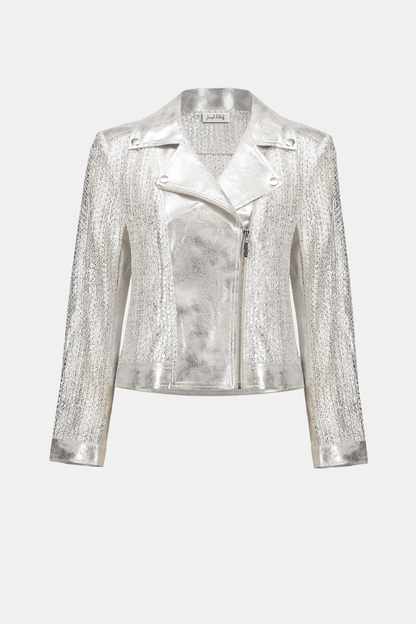 Joseph Ribkoff Faux Suede Foiled Knit Moto Jacket 262902