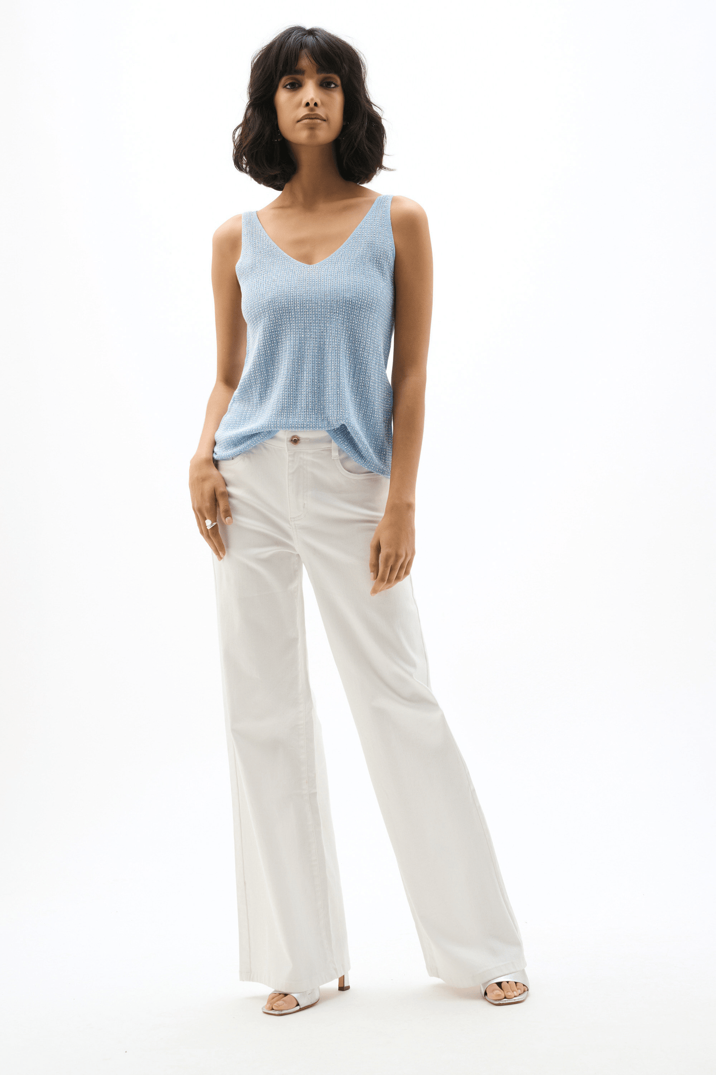 Joseph Ribkoff Metallic Knitted Camisole w/Rhinestones 252915S26