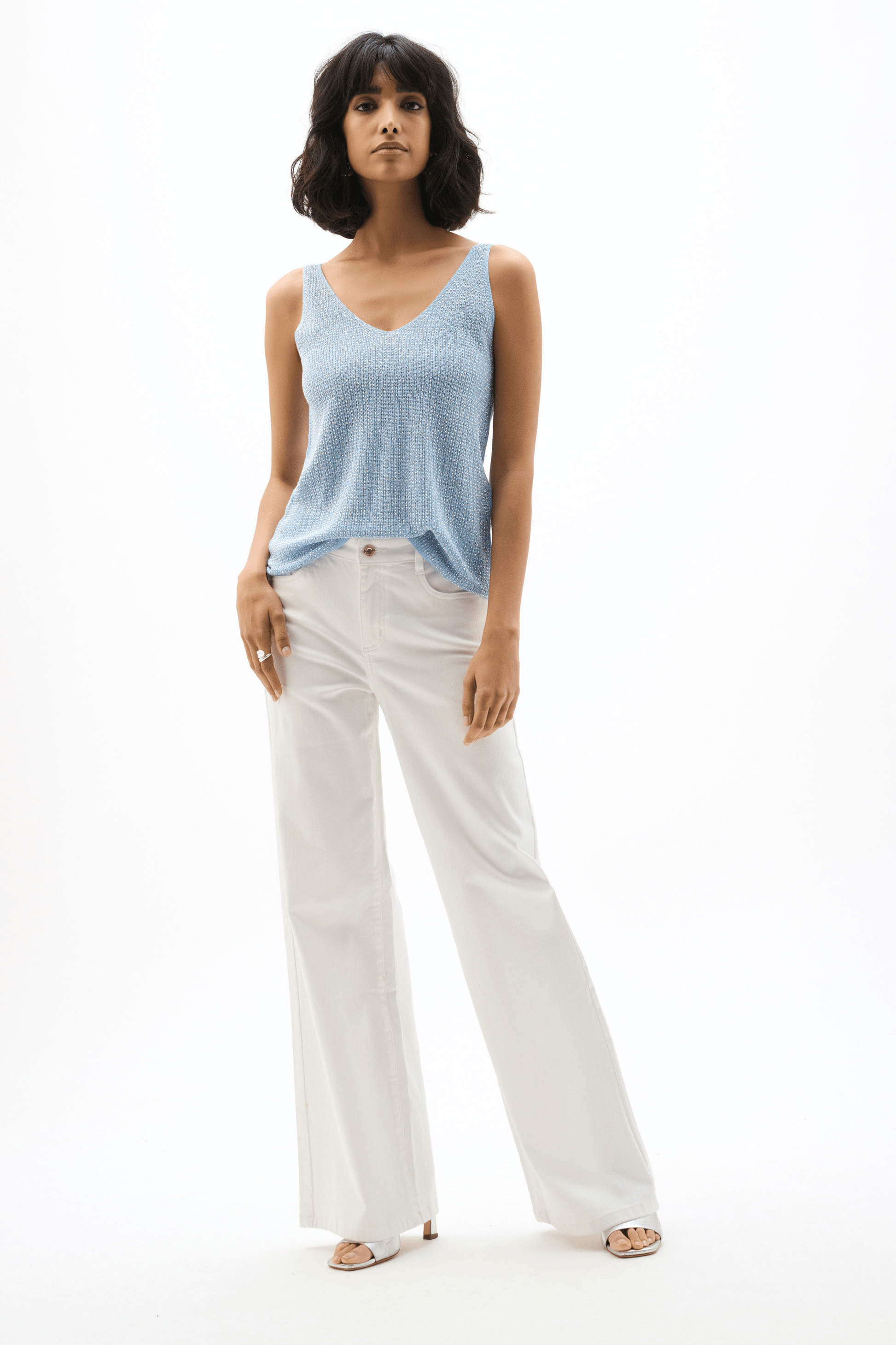 Joseph Ribkoff Metallic Knitted Camisole w/Rhinestones 252915S26
