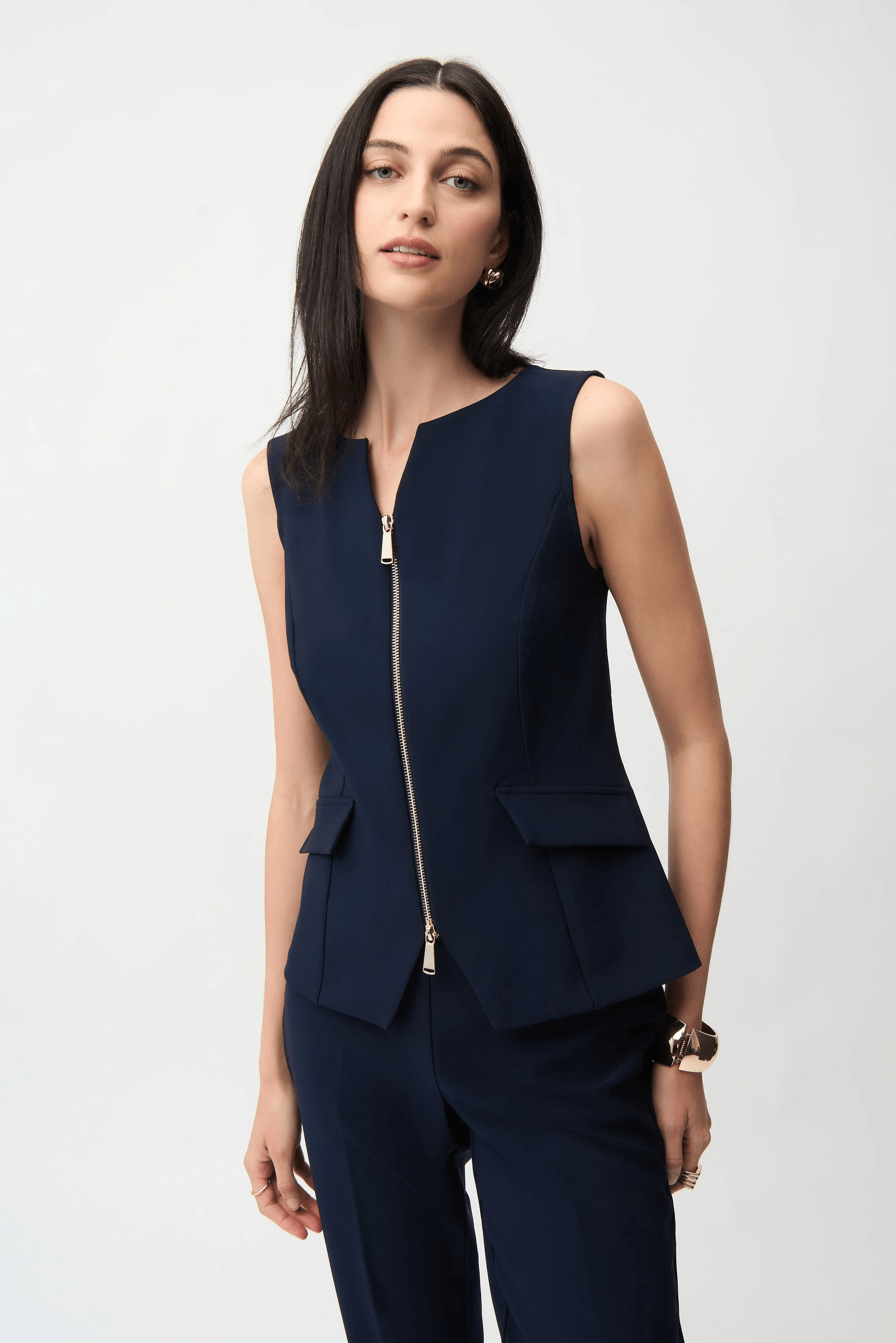 Joseph Ribkoff Lux Twill Fitted Vest w/Front Zipper 261054