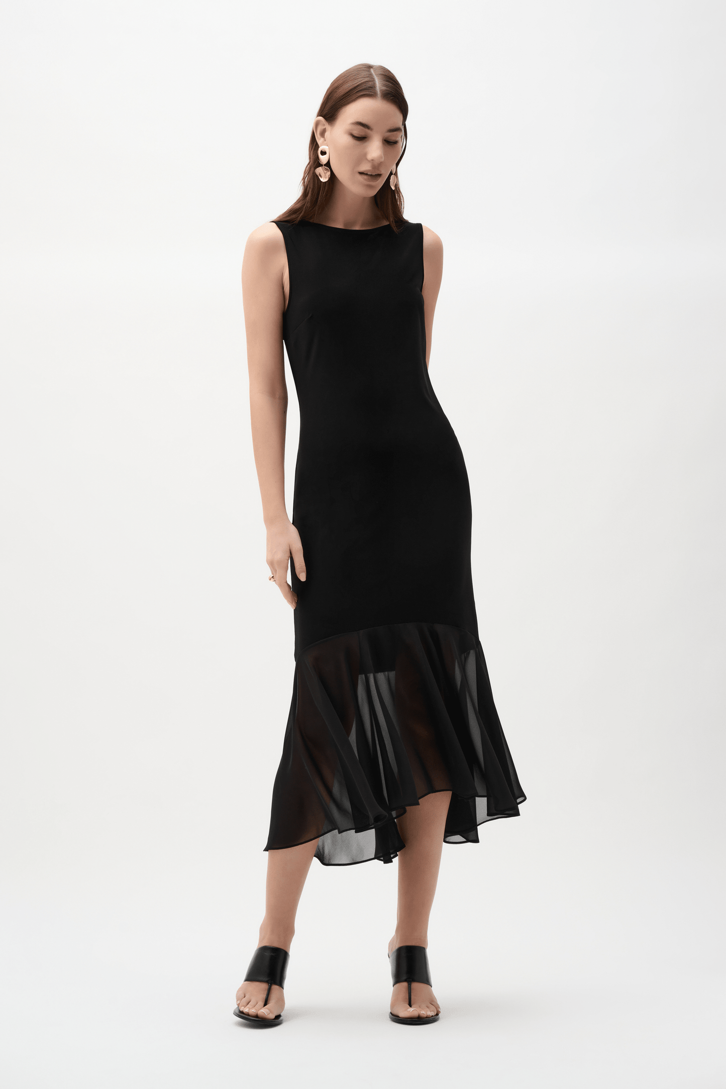Joseph Ribkoff Silky Knit and Chiffon Flounce Dress 262035