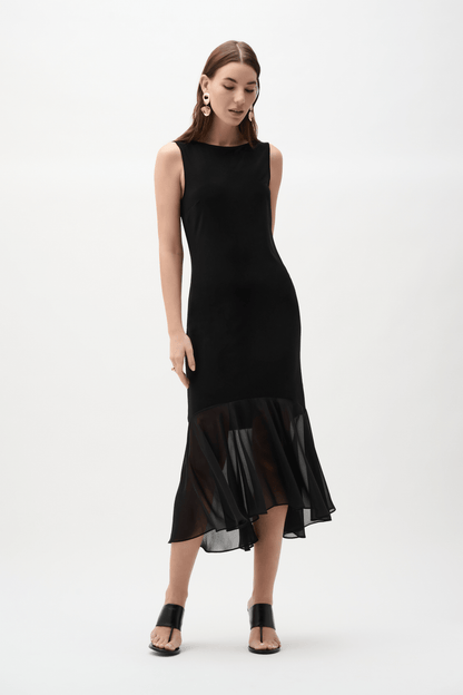 Joseph Ribkoff Silky Knit and Chiffon Flounce Dress 262035