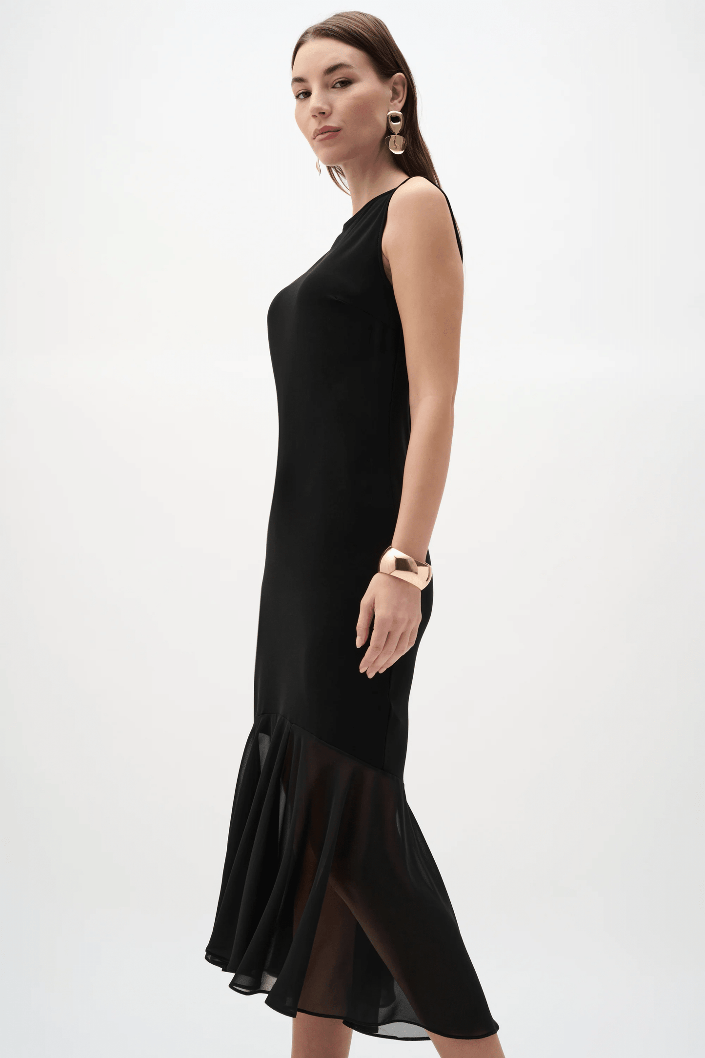 Joseph Ribkoff Silky Knit and Chiffon Flounce Dress 262035