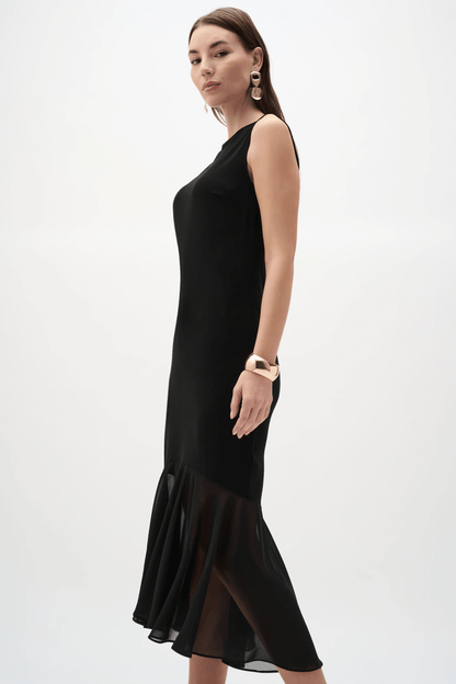 Joseph Ribkoff Silky Knit and Chiffon Flounce Dress 262035