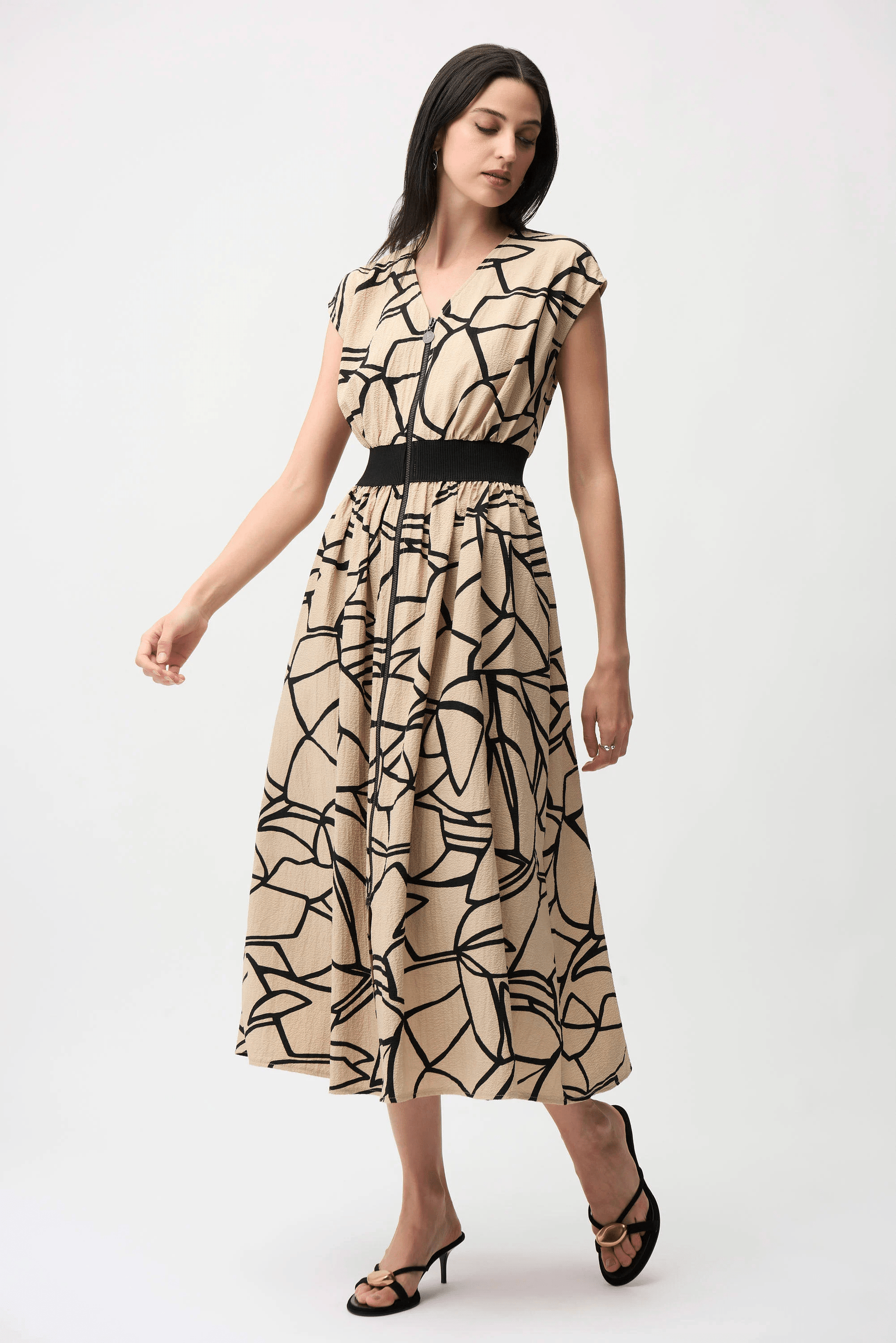 Joseph Ribkoff Seersucker Abstract Print Fit and Flare Dress 261163