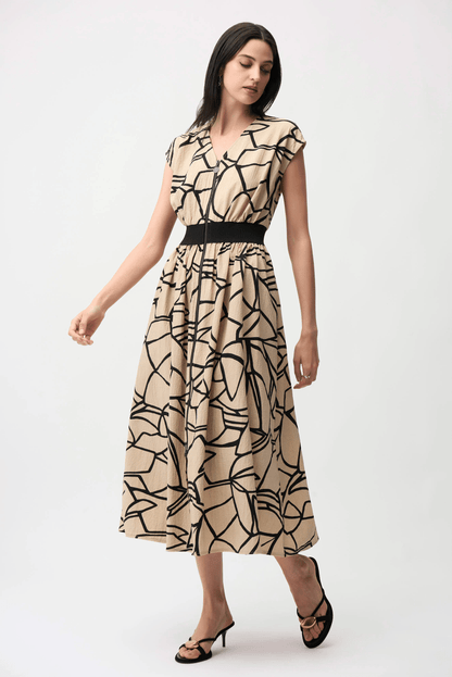 Joseph Ribkoff Seersucker Abstract Print Fit and Flare Dress 261163
