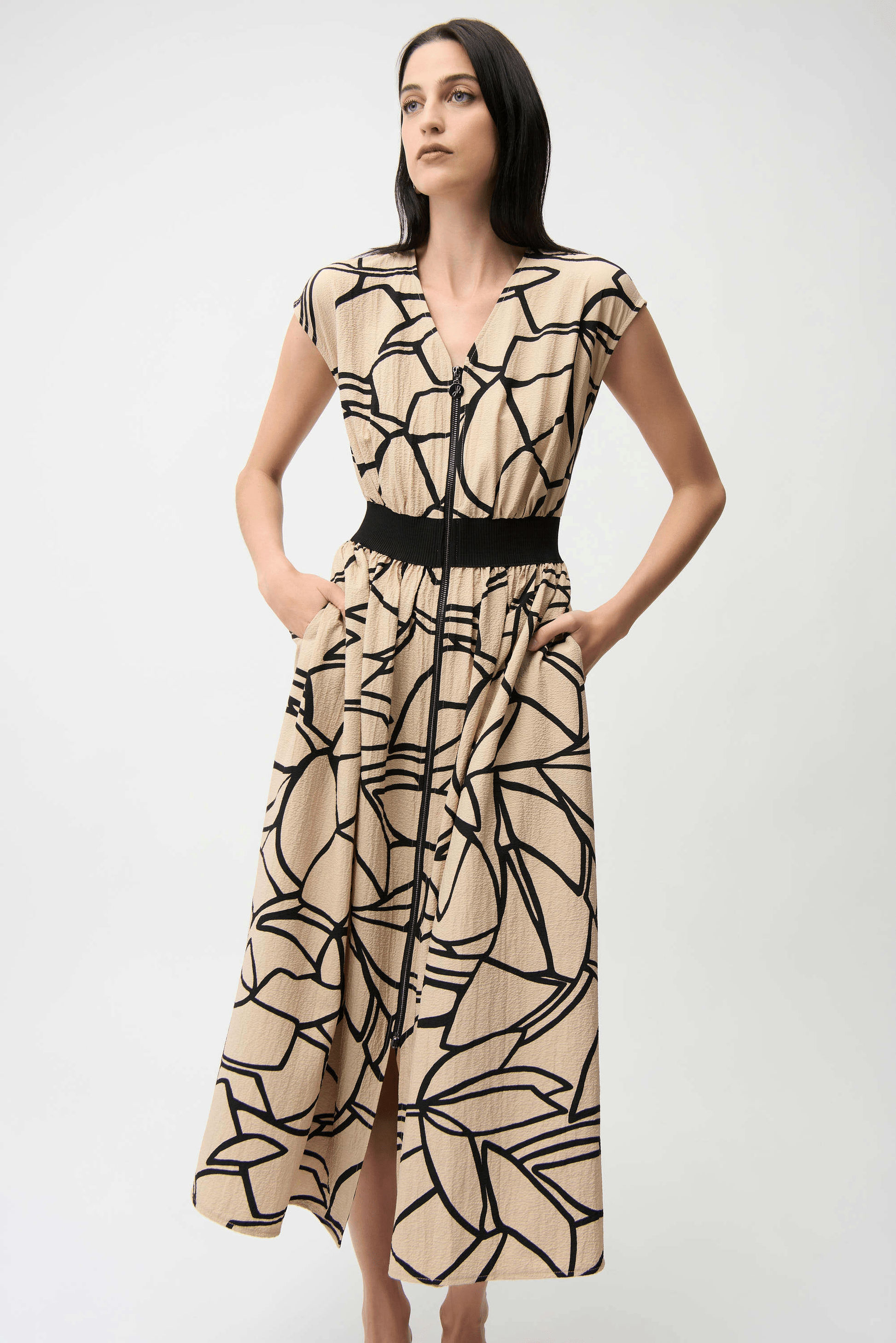 Joseph Ribkoff Seersucker Abstract Print Fit and Flare Dress 261163