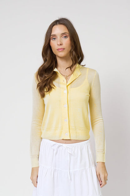 CPW Serena Sheer Pointelle Cropped Cardigan