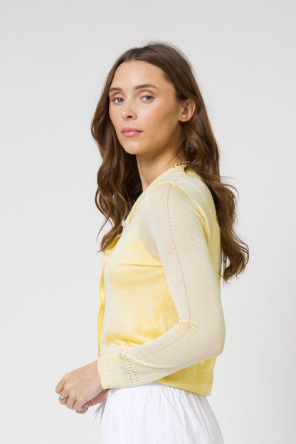 CPW Serena Sheer Pointelle Cropped Cardigan