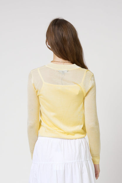 CPW Serena Sheer Pointelle Cropped Cardigan
