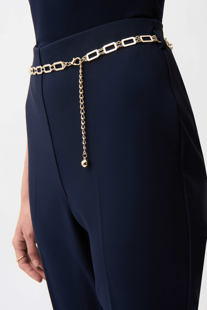 Joseph Ribkoff Lux Twill Pull-On Flare Pants with Chain Belt 261059