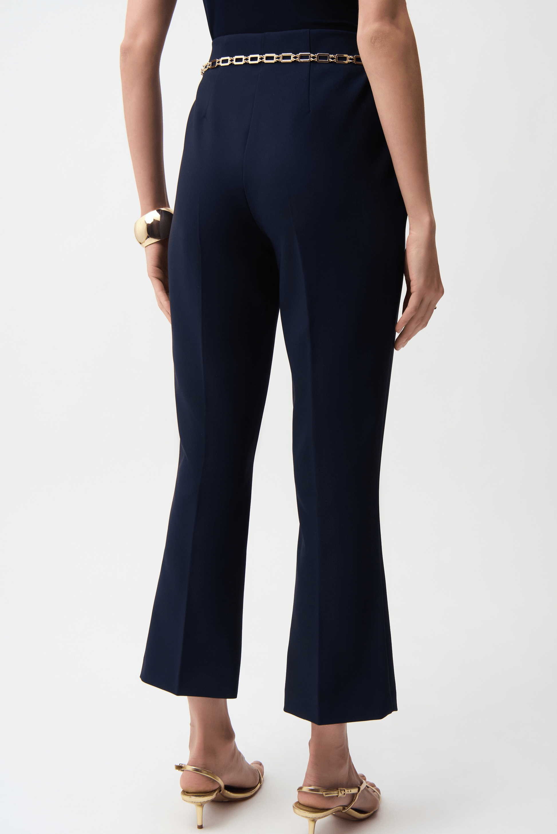 Joseph Ribkoff Lux Twill Pull-On Flare Pants with Chain Belt 261059