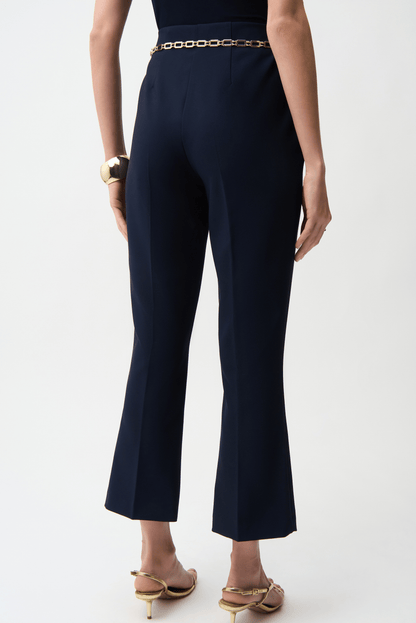 Joseph Ribkoff Lux Twill Pull-On Flare Pants with Chain Belt 261059