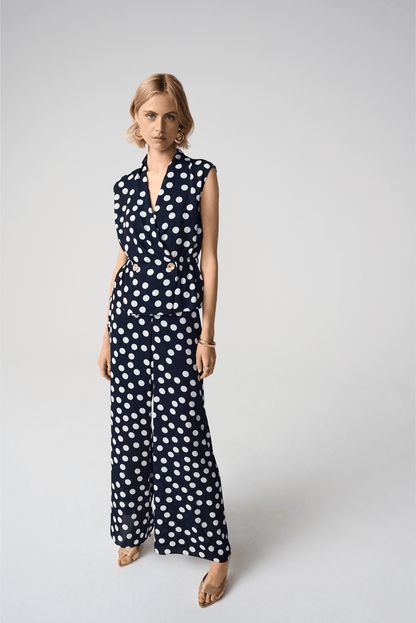 Joseph Ribkoff Georgette Dot Print Wide Leg Pants 261305