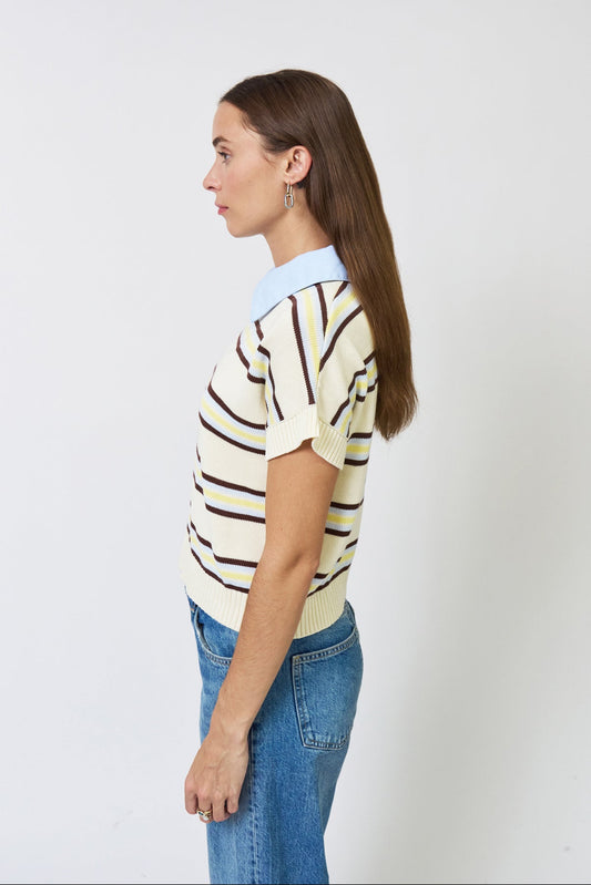CPW Chloe Stripe Oxford Collar Tee