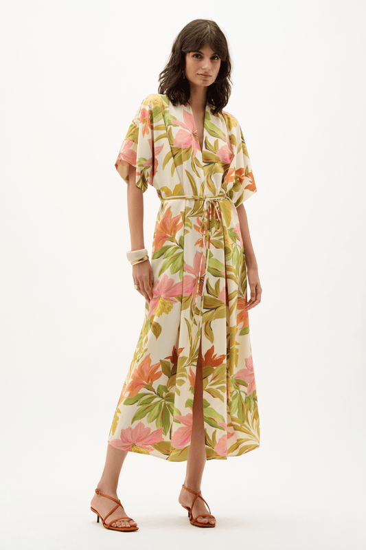 Joseph Ribkoff Recycled Woven Tropical Print Fit and Flare Dress 262177