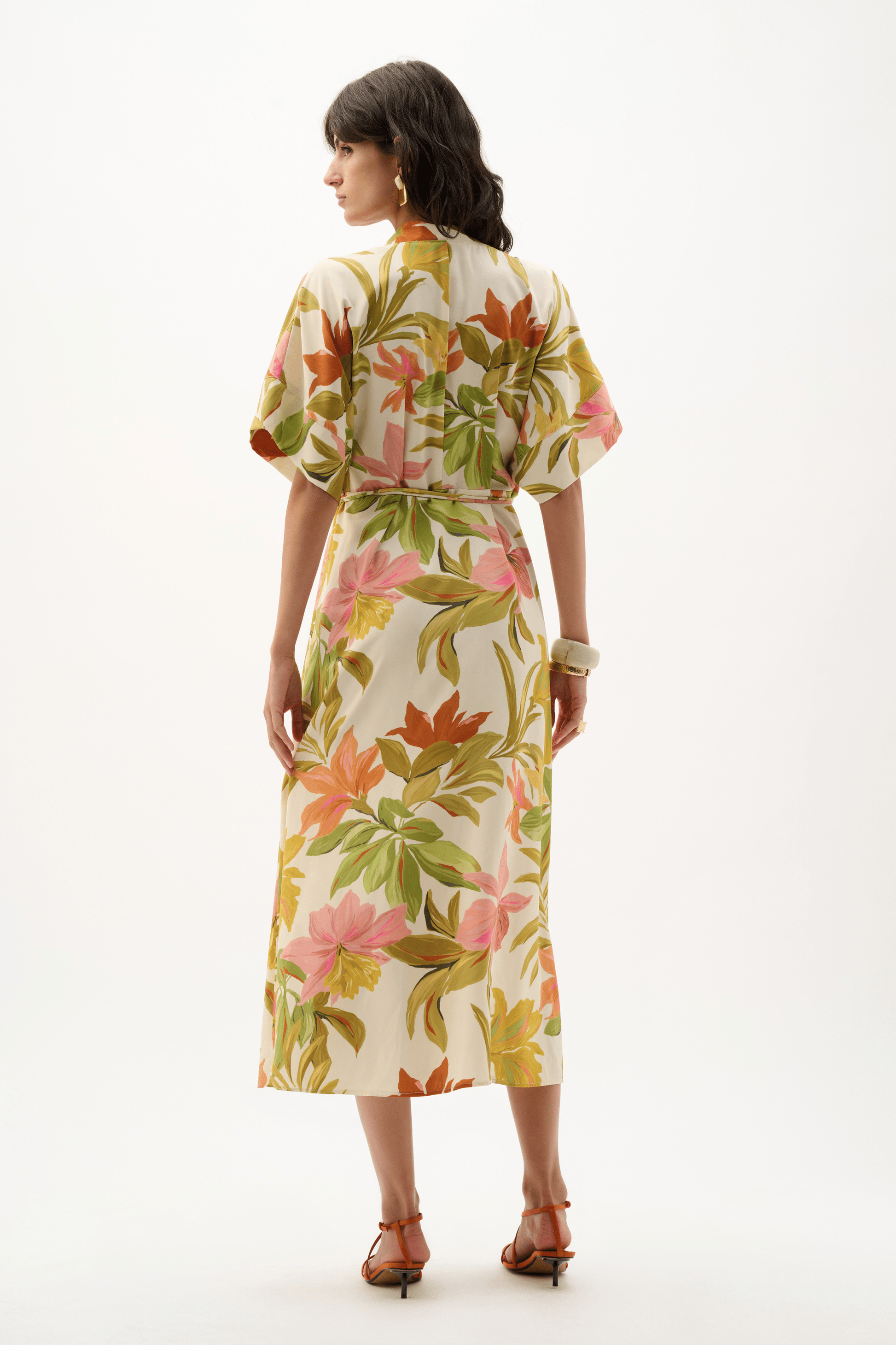 Joseph Ribkoff Recycled Woven Tropical Print Fit and Flare Dress 262177