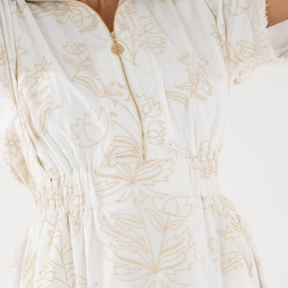 Emily McCarthy Pullover Dress in Blanc Petals