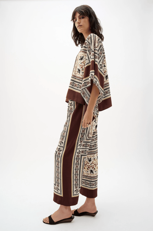 JR Scarf Print Wide-Leg Pull-On Pants 262261