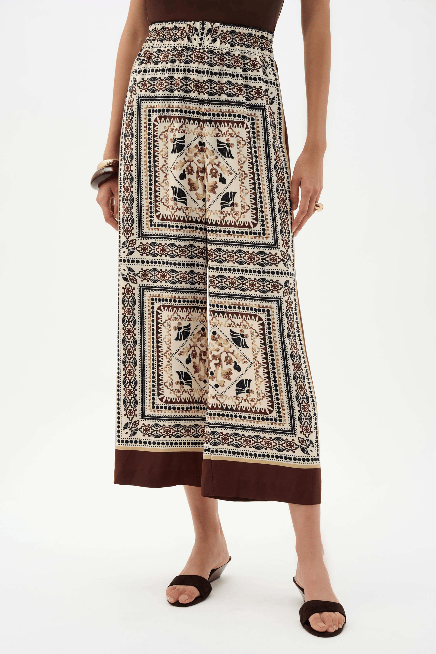 JR Scarf Print Wide-Leg Pull-On Pants 262261