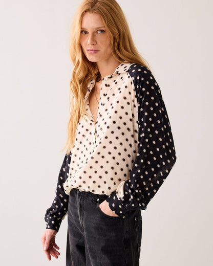 Summum Boxy Blouse w/Polka Dot Print