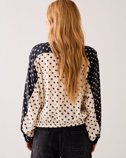 Summum Boxy Blouse w/Polka Dot Print