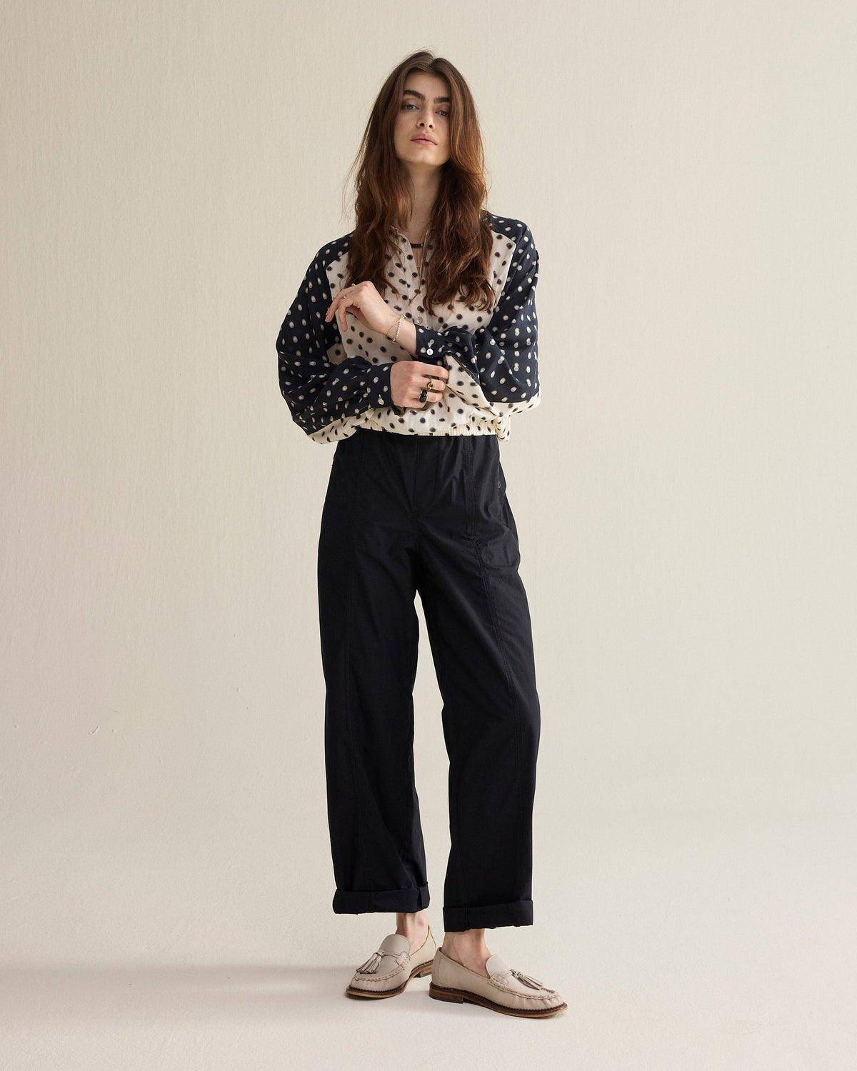 Summum Boxy Blouse w/Polka Dot Print