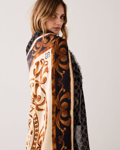 Summum Large Square Scarf in Satin Viscose