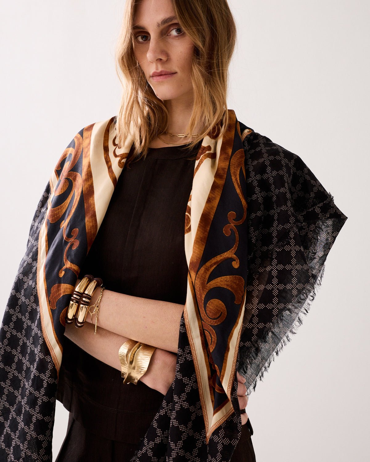 Summum Large Square Scarf in Satin Viscose