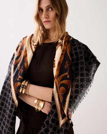 Summum Large Square Scarf in Satin Viscose