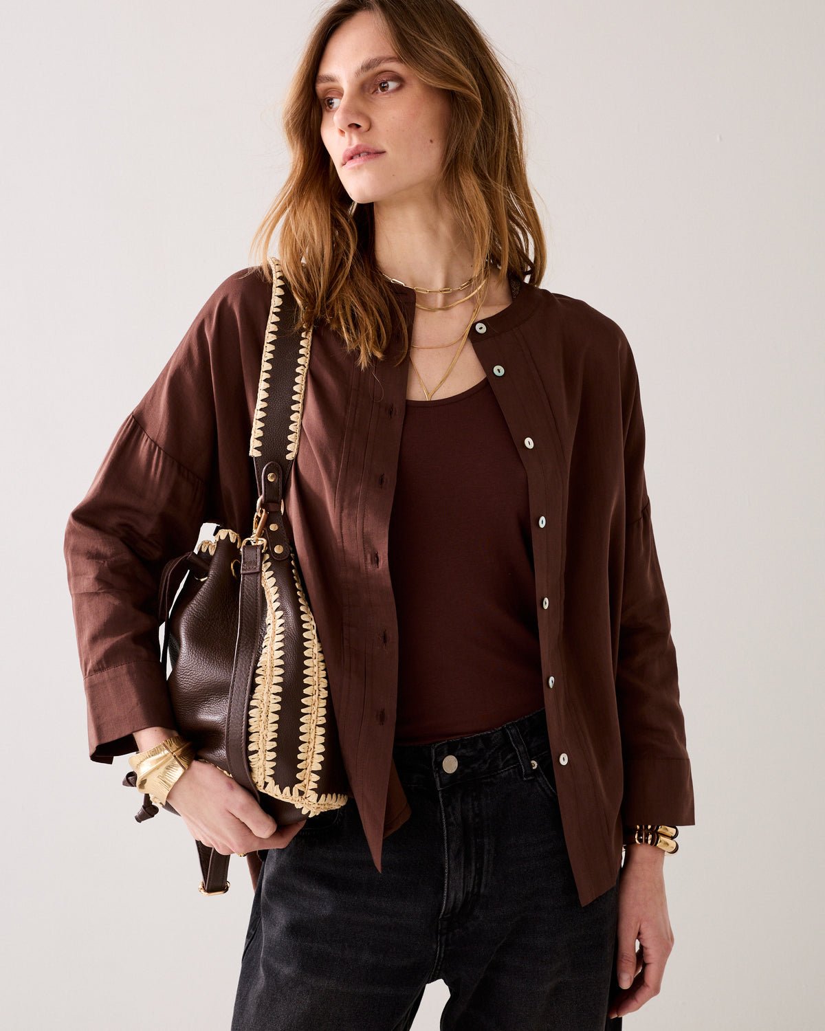 Summum Bucket Bag w/Raffia