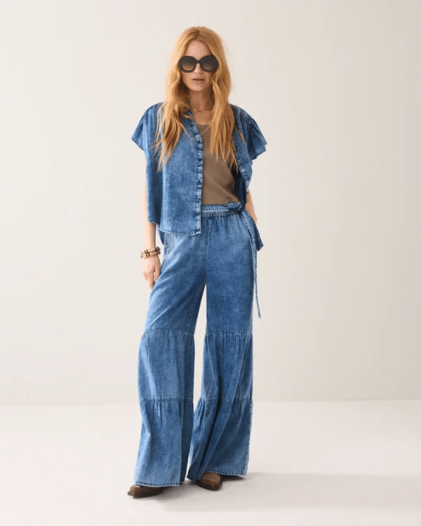 Summum Sateen Indigo Cotton Trousers