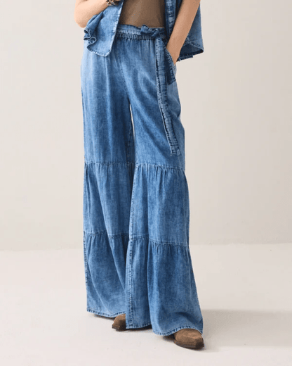 Summum Sateen Indigo Cotton Trousers