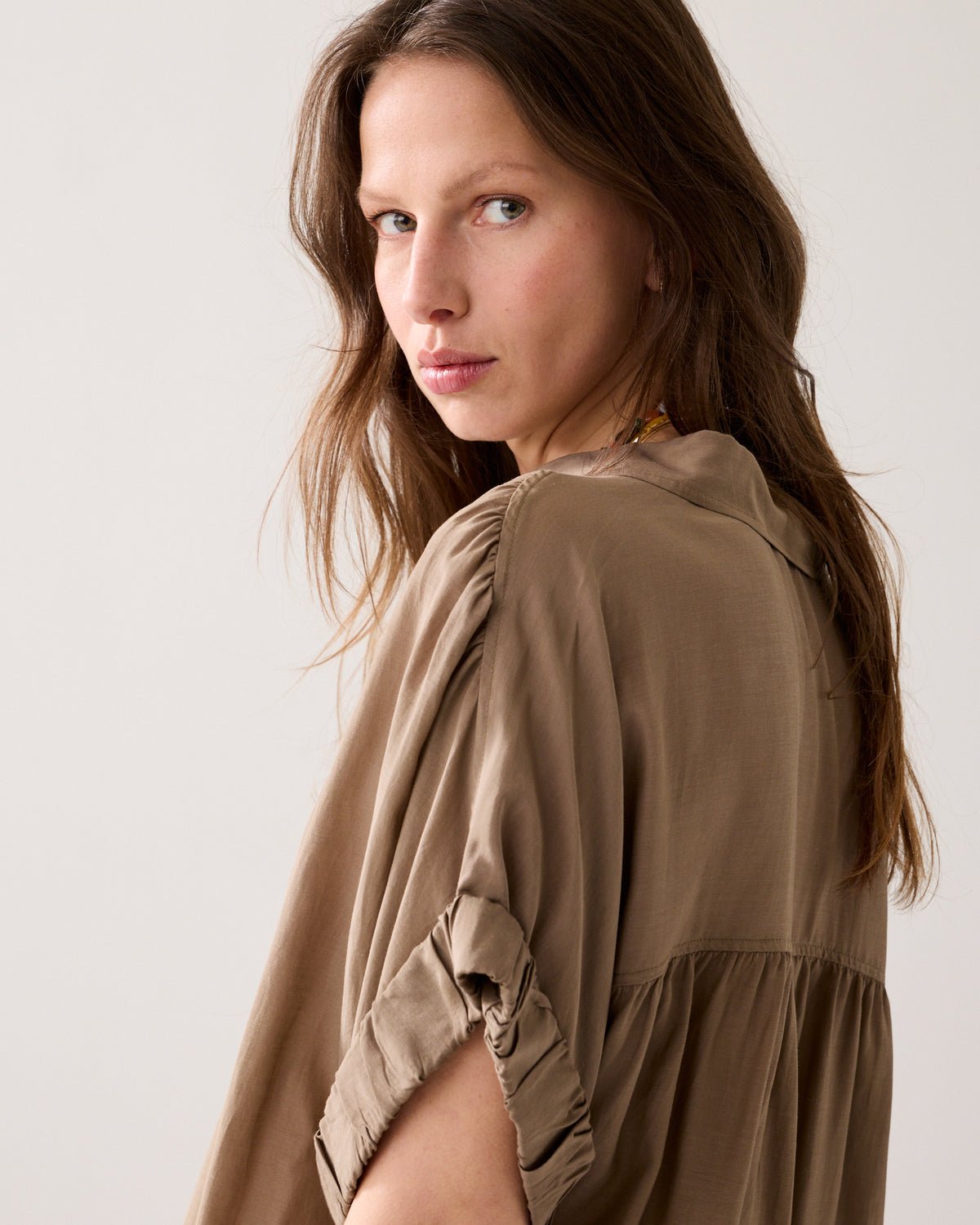 Summum Wear-Your-Way Shiny Blouse Dark Clay