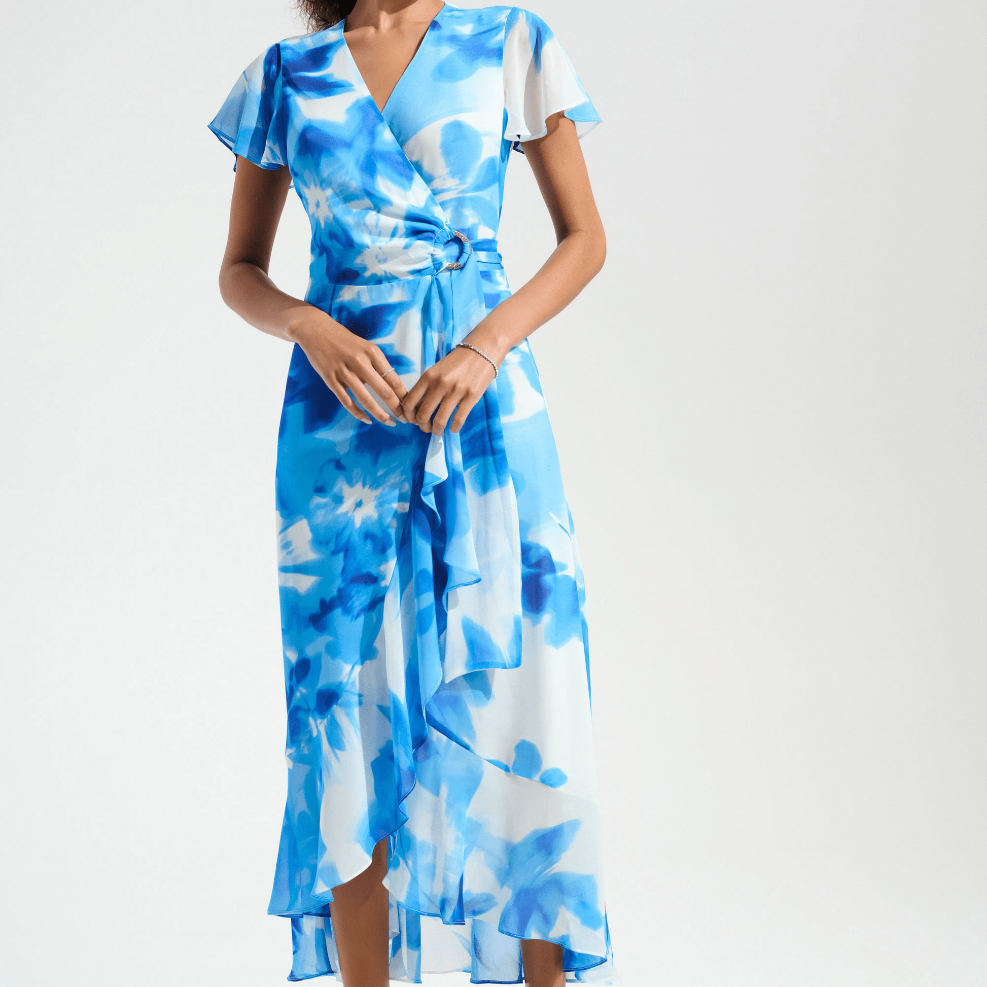 JR Chiffon Print Wrap Dress w/Ruffle Detail 261739