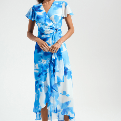 JR Chiffon Print Wrap Dress w/Ruffle Detail 261739