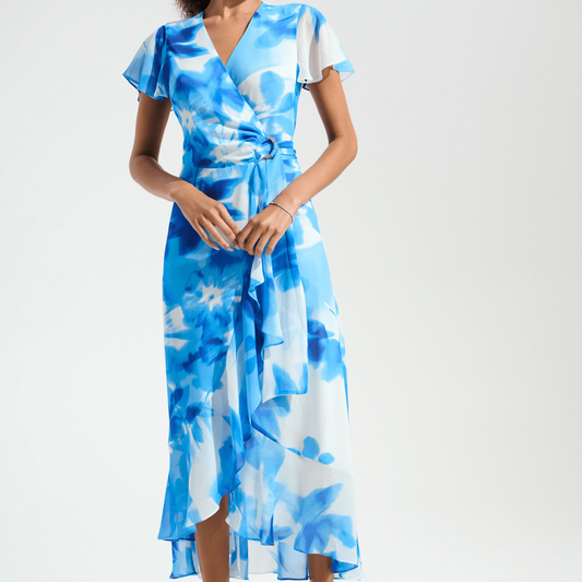 JR Chiffon Print Wrap Dress w/Ruffle Detail 261739