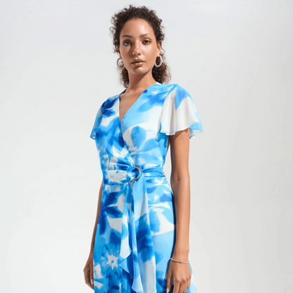 JR Chiffon Print Wrap Dress w/Ruffle Detail 261739