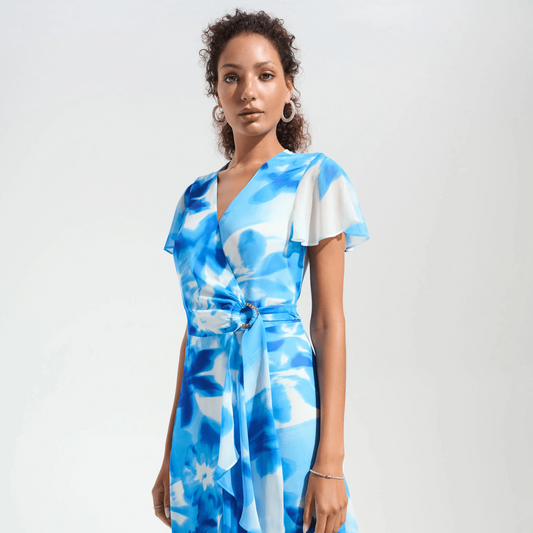 JR Chiffon Print Wrap Dress w/Ruffle Detail 261739