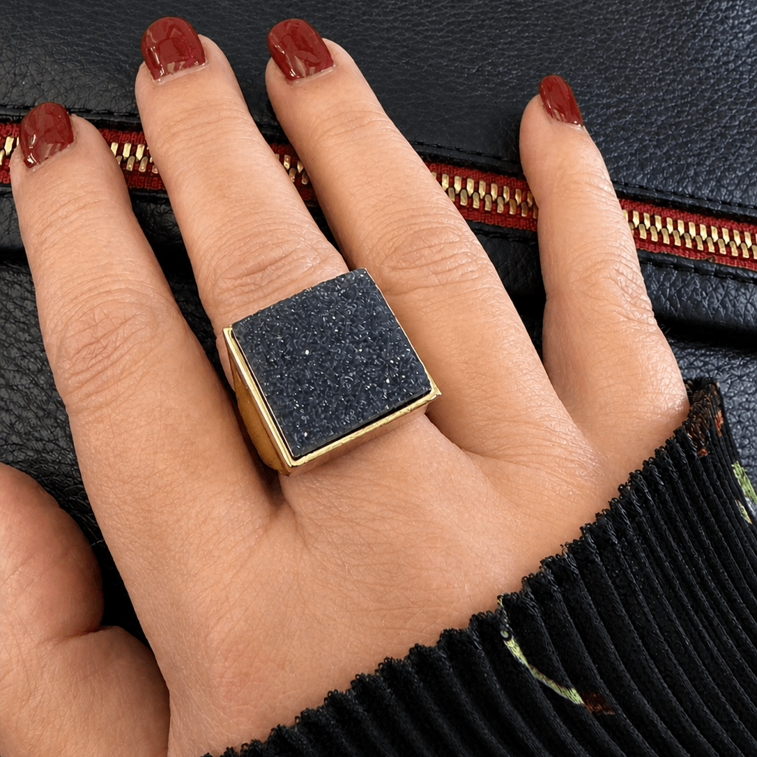 L George Shanwnessy Druzy Statement Ring