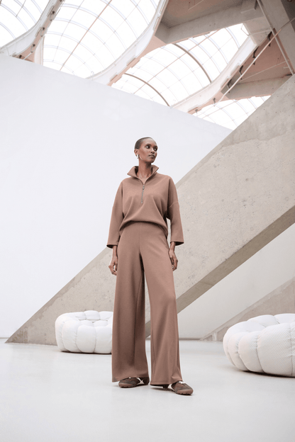 JR Scuba Jersey Mock-Neck Wide Leg Jumpsuit 263613