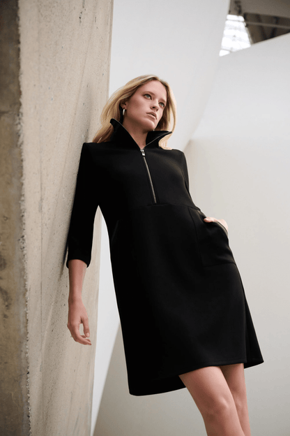 JR Scuba Jersey Funnel-Neck Straight Dress 263615