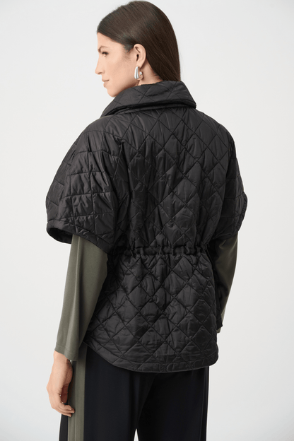 JR Quilted Nylon Shawl-Neck Boxy Vest 263643