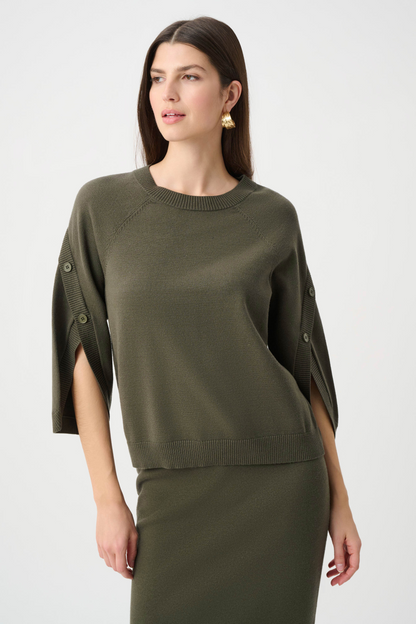 JR Brushed Viscose and Nylon Knit Tulip Sleeve Sweater 263935