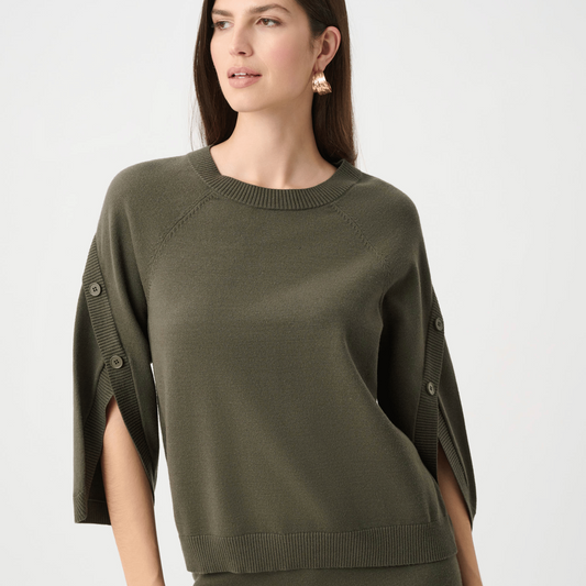 JR Brushed Viscose and Nylon Knit Tulip Sleeve Sweater 263935