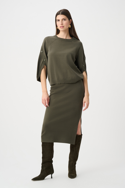 JR Brushed Viscose and Nylon Knit Tulip Sleeve Sweater 263935